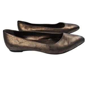 AGL Pointed Toe Flats Leather Bronze Shimmer Women's 37 Office Work Party